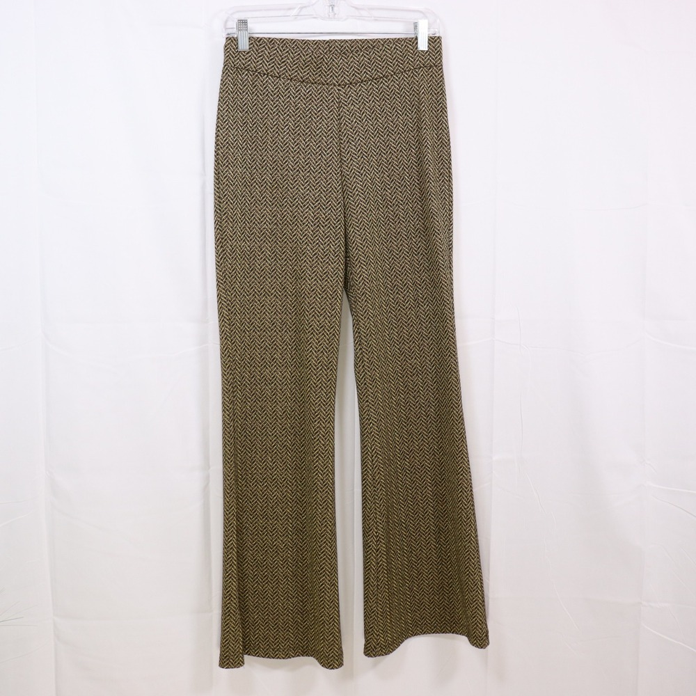 Profil Herringbone Flare Pants Small Blacl/Gold Womens Metallic Knit‎ Trousers